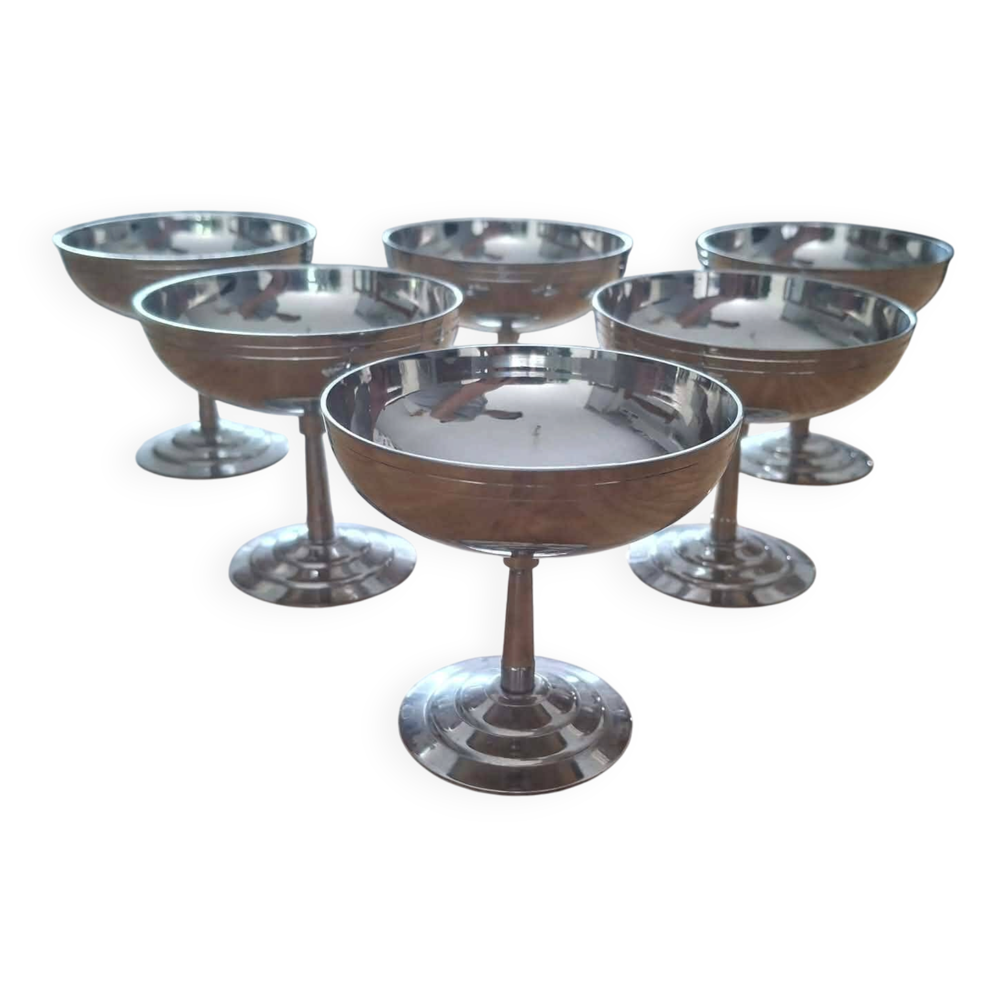 Set of 6 stainless steel ice cream bowls 18-10 Létang and Rémy