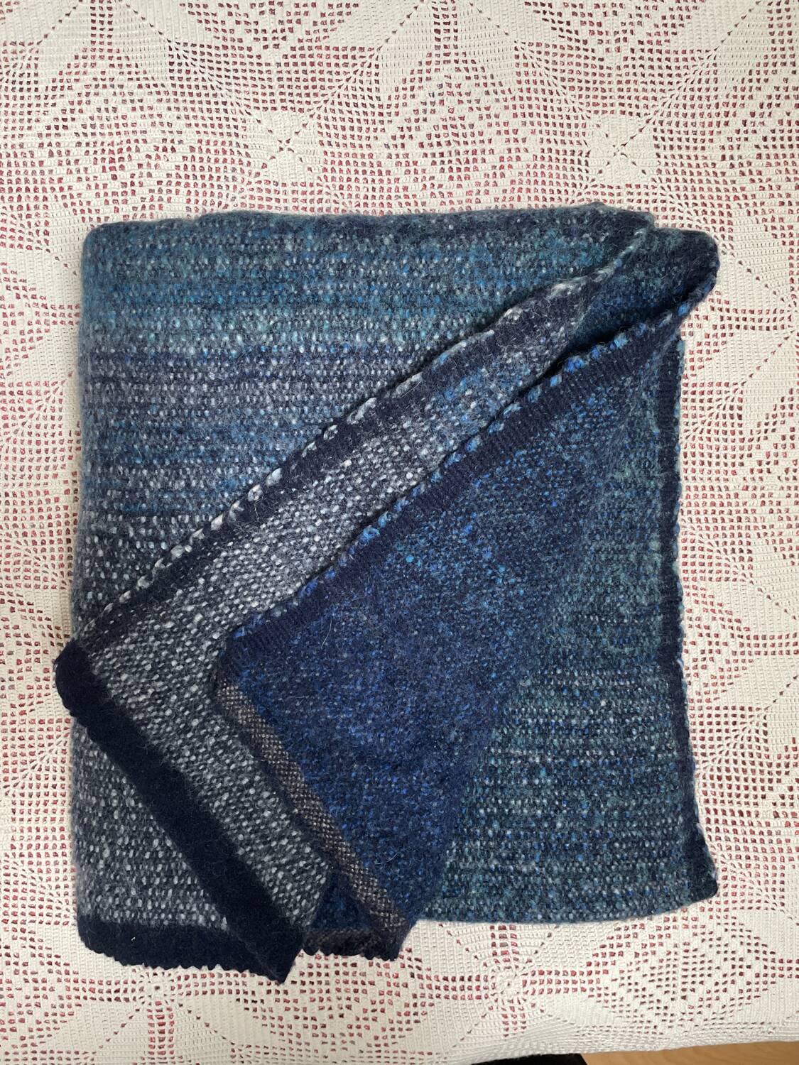 Blue ethnic hand-woven plaid