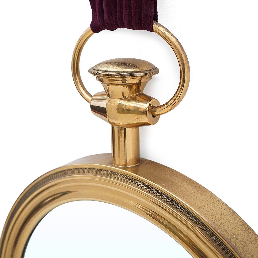 Round wall mirror in brass, 1950s