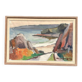Huile sur toile suédoise – « Paysage marin » par Knut Ljungberg (1911–1973)