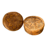 Pair of leather poufs