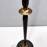 Opaline Glass, Beech and Brass Floor Lamp with Marble Base, Italy