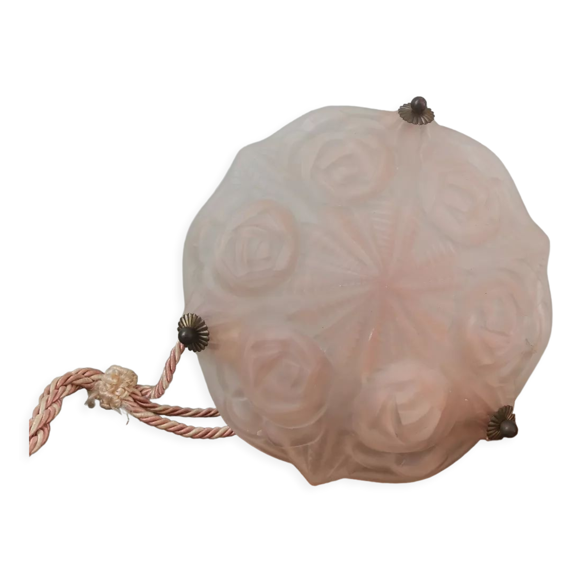 Pendant lamp molded glass paste vintage pink glass paste