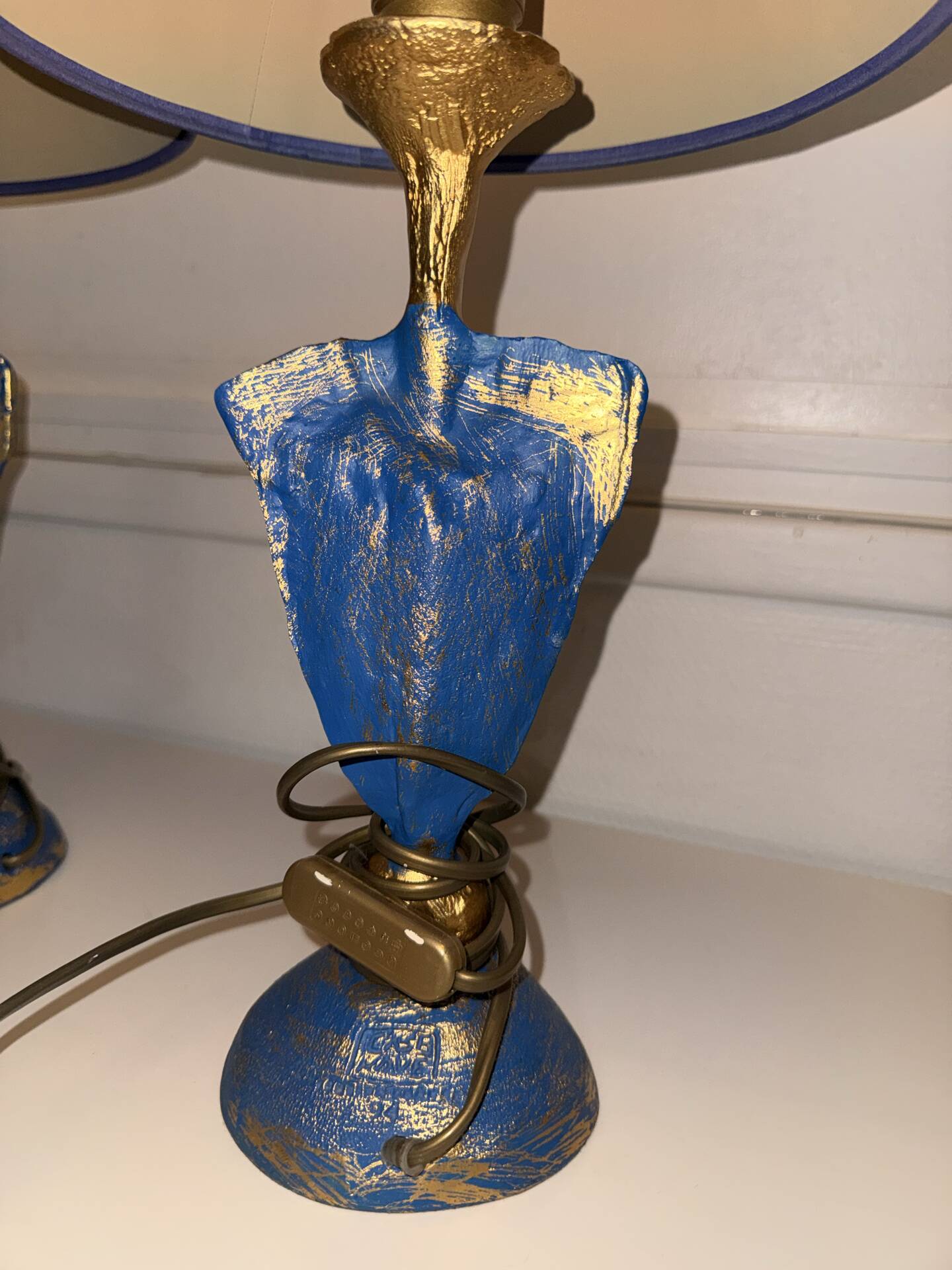 Pair of Lamps Pierre Cazenove - Anthropomorphic Mask Sculpture Bron