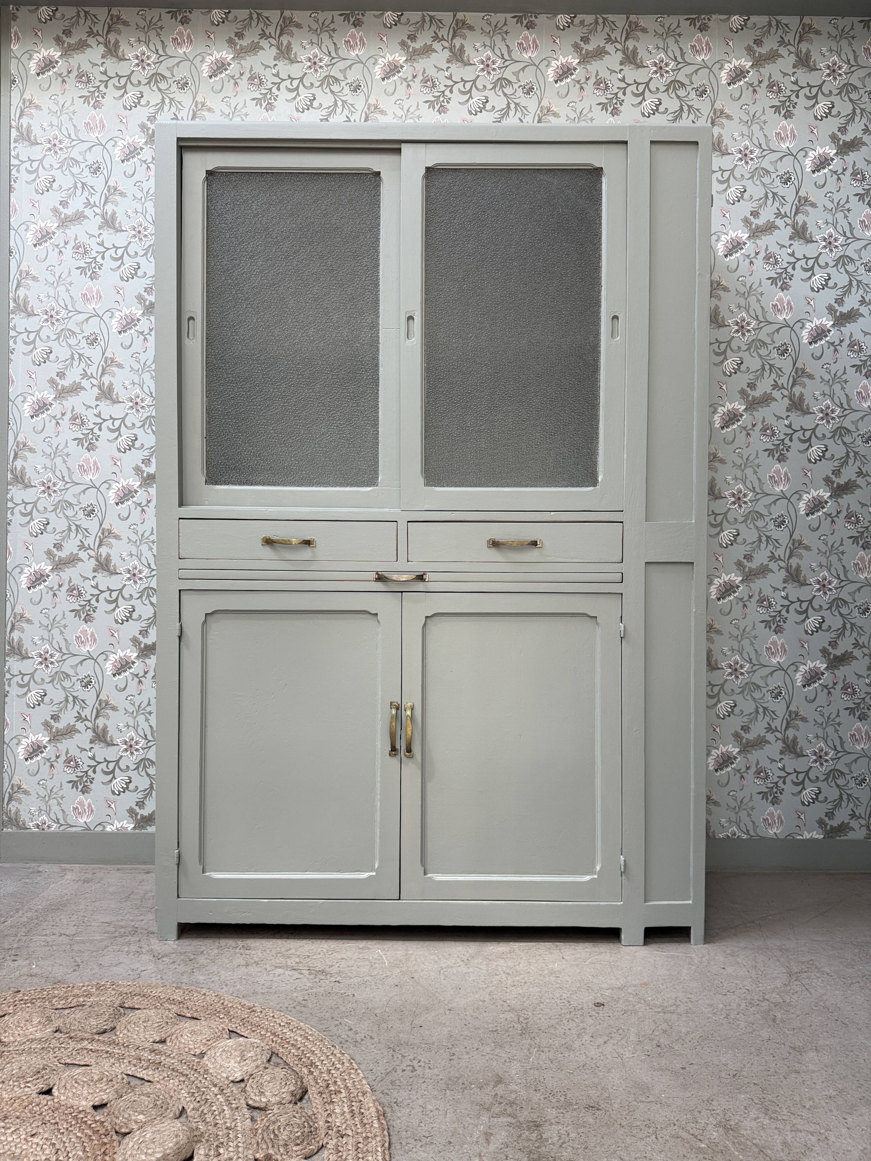 Vaisselier vintage vert (rénové)