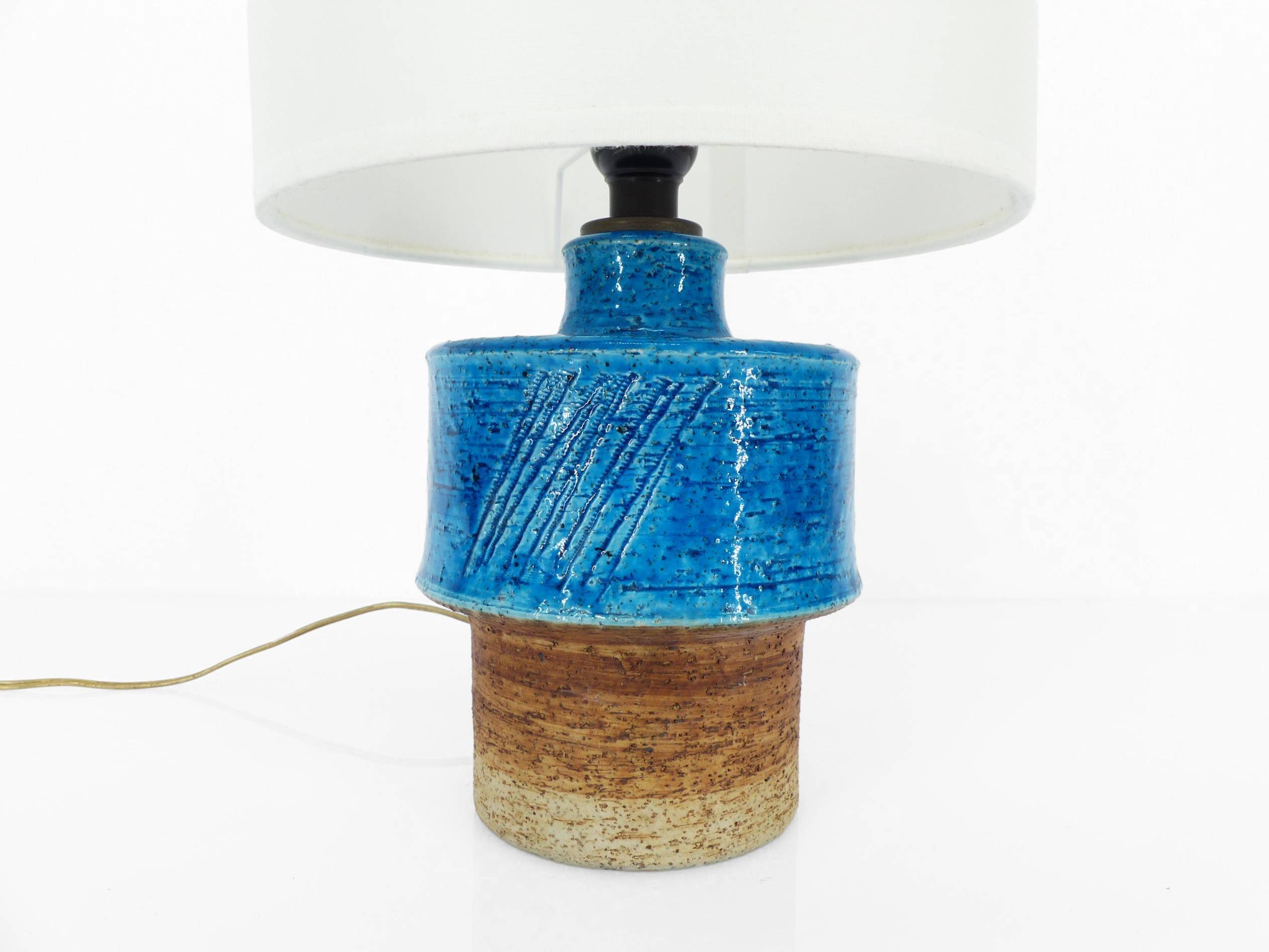Lampe scandinave en grès bleu par Inger Persson pour Rörstrand, Suède 1960