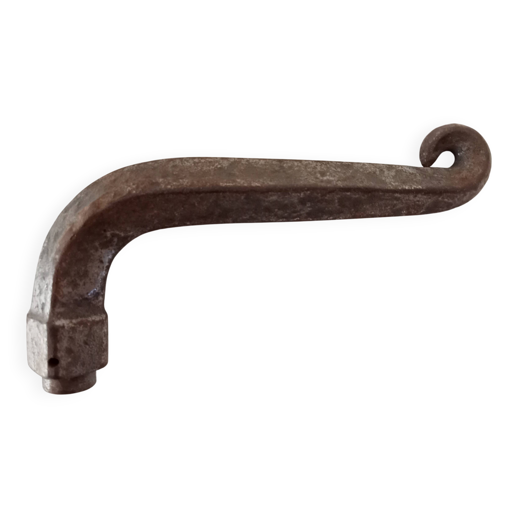 19th-century antique door handle in forged steel