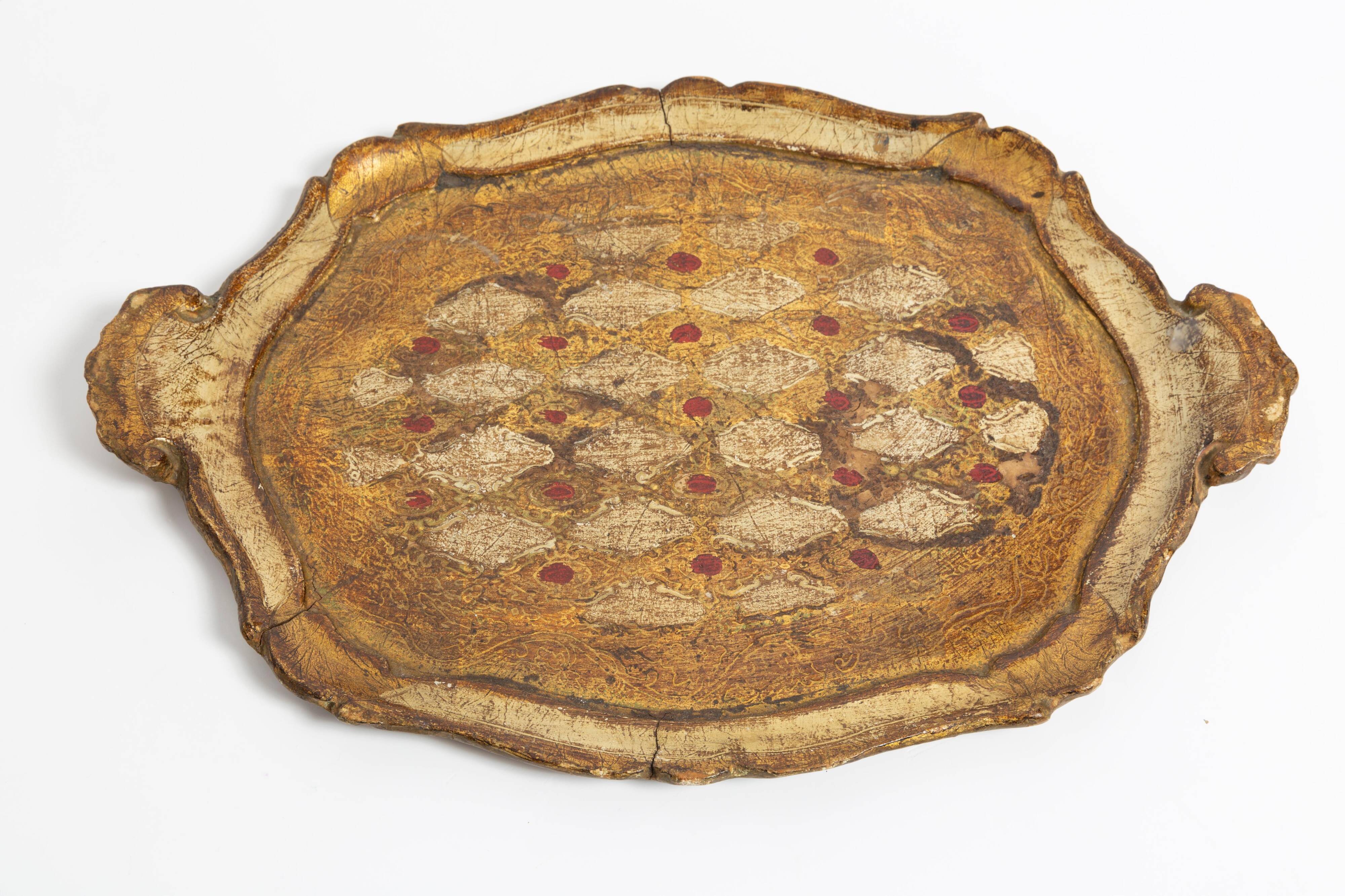 Vintage beige wooden decorative plate, Italy, 1960s