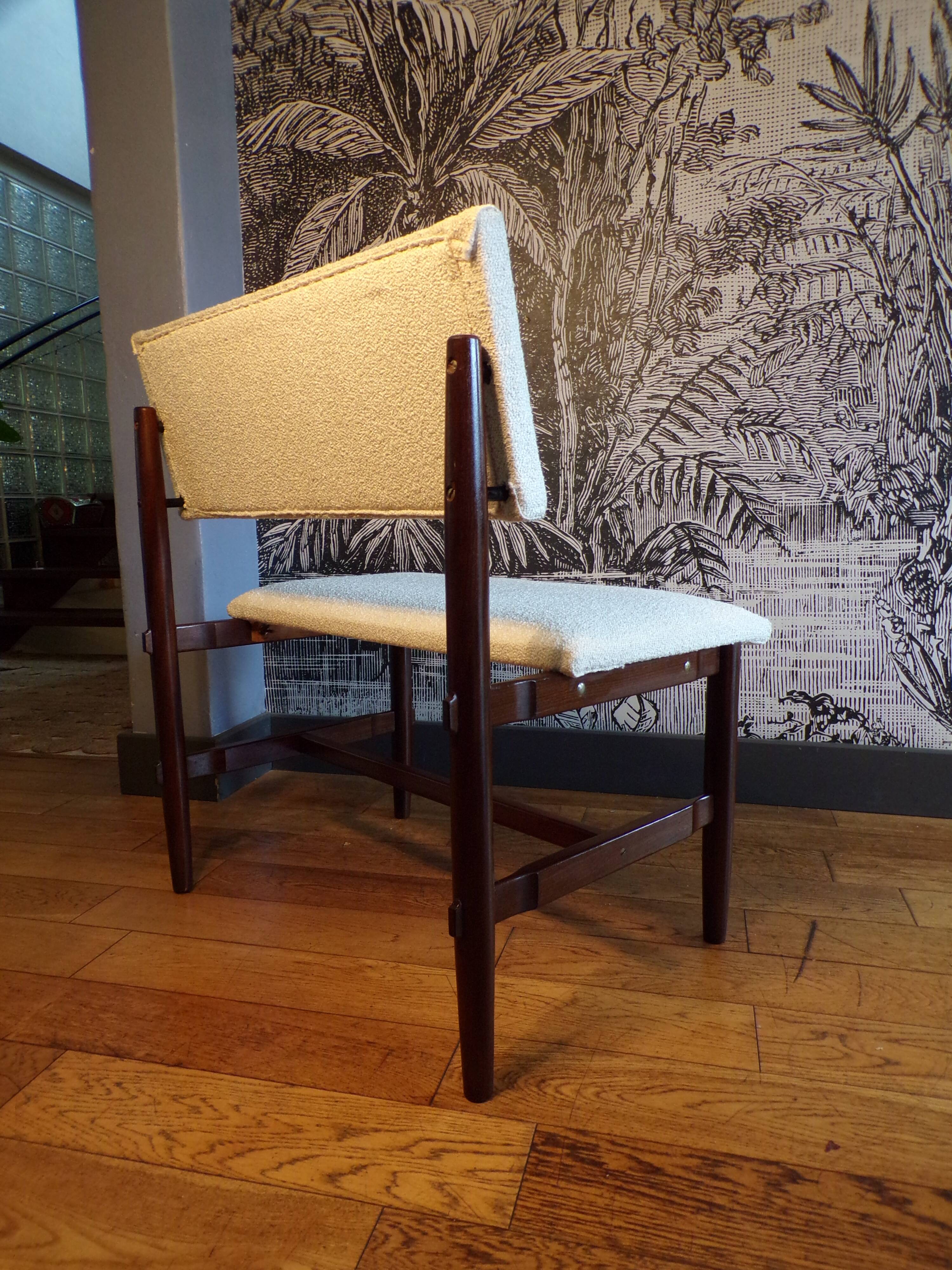 Scandinavian fabric and teak bench