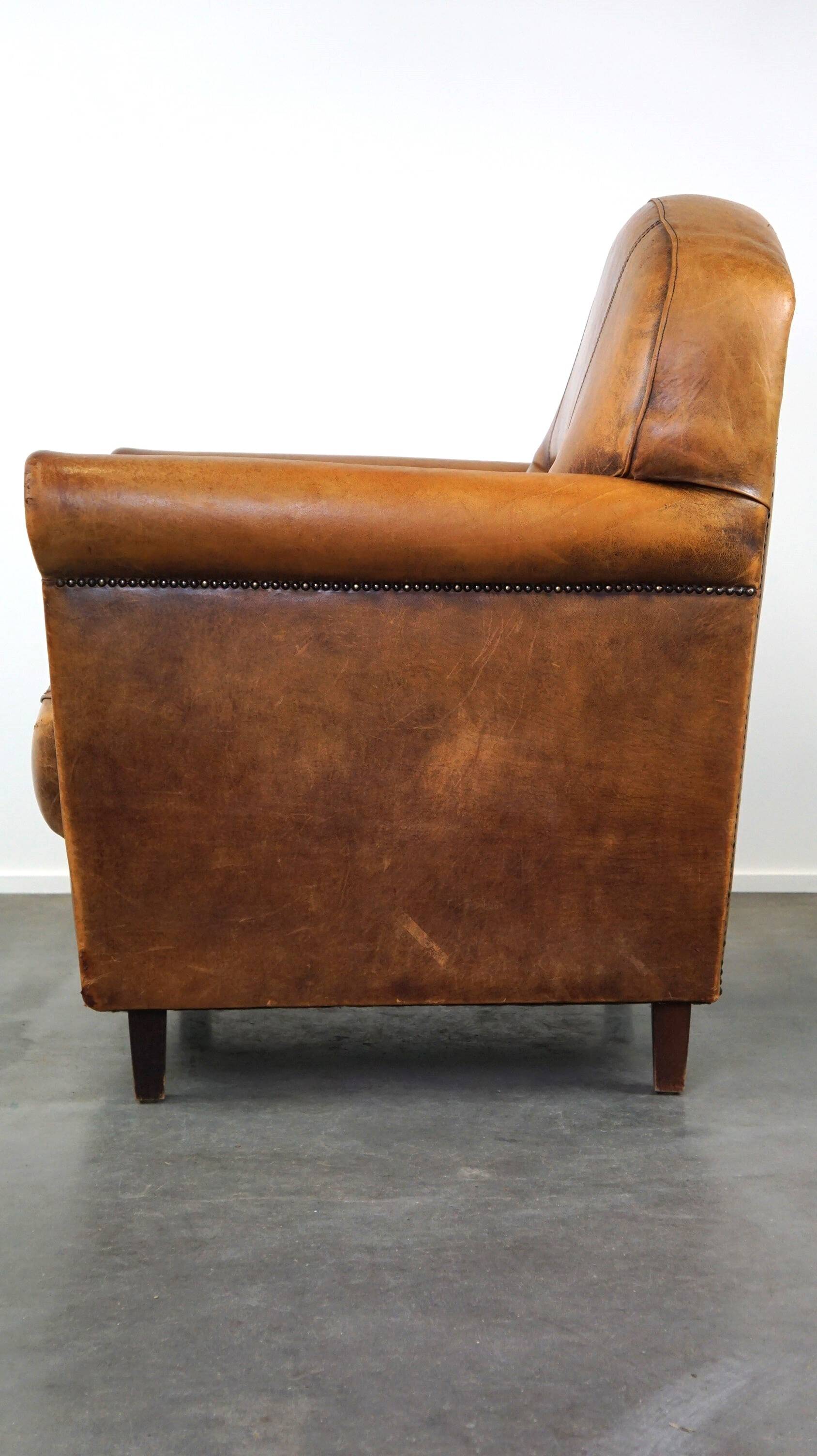 Super rugged sheepskin leather armchair with a wonderfully rugged look