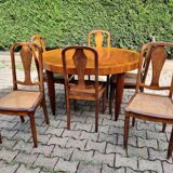 Oval table in cherry wood and zebra wood