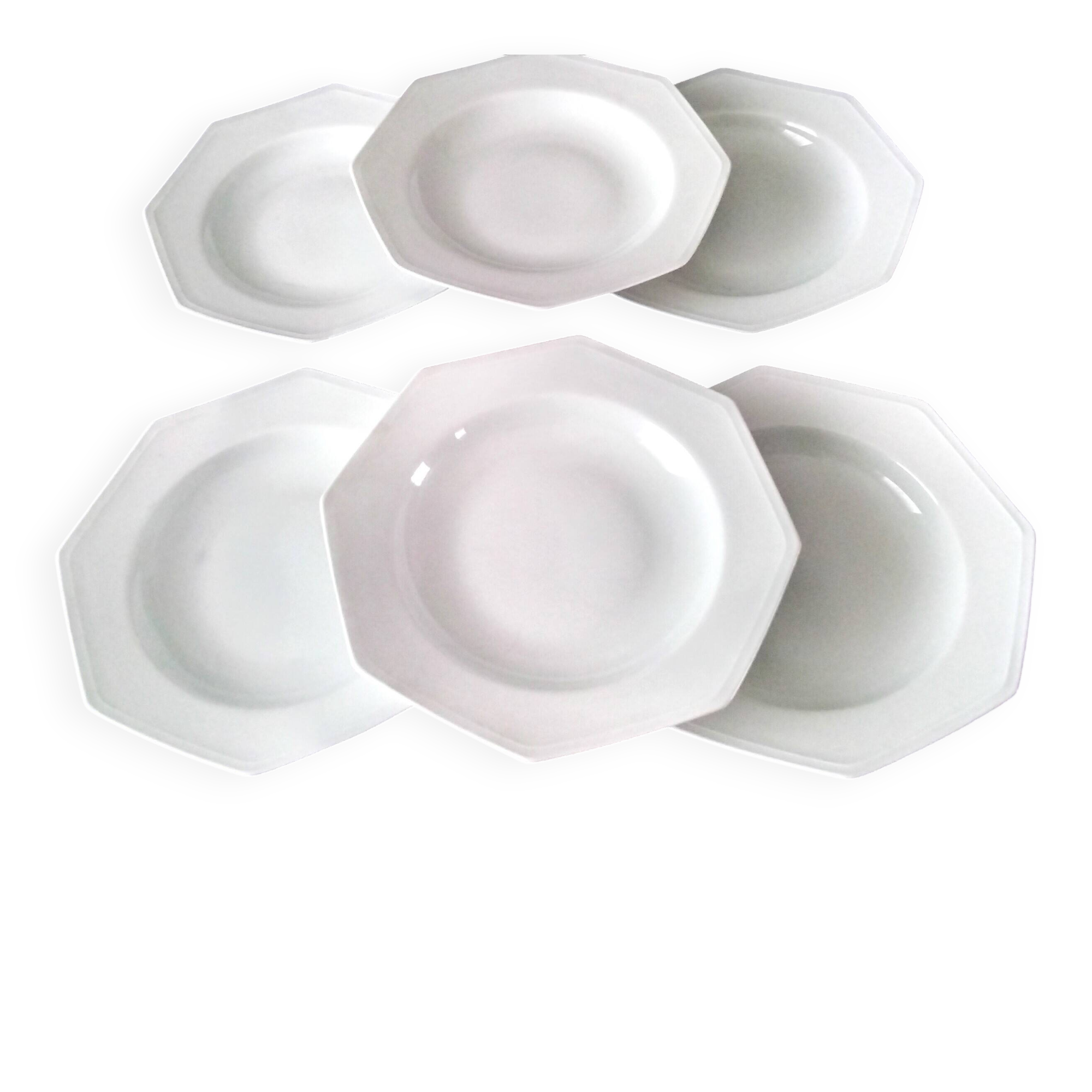 6 white Limoges porcelain deep plates