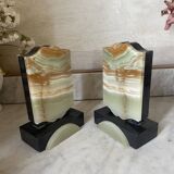 Art Deco onyx and marble bookends