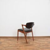 Mid-century danish teak and leather dining chair model 42 by Kai Kristiansen for Schou Andersen, 196