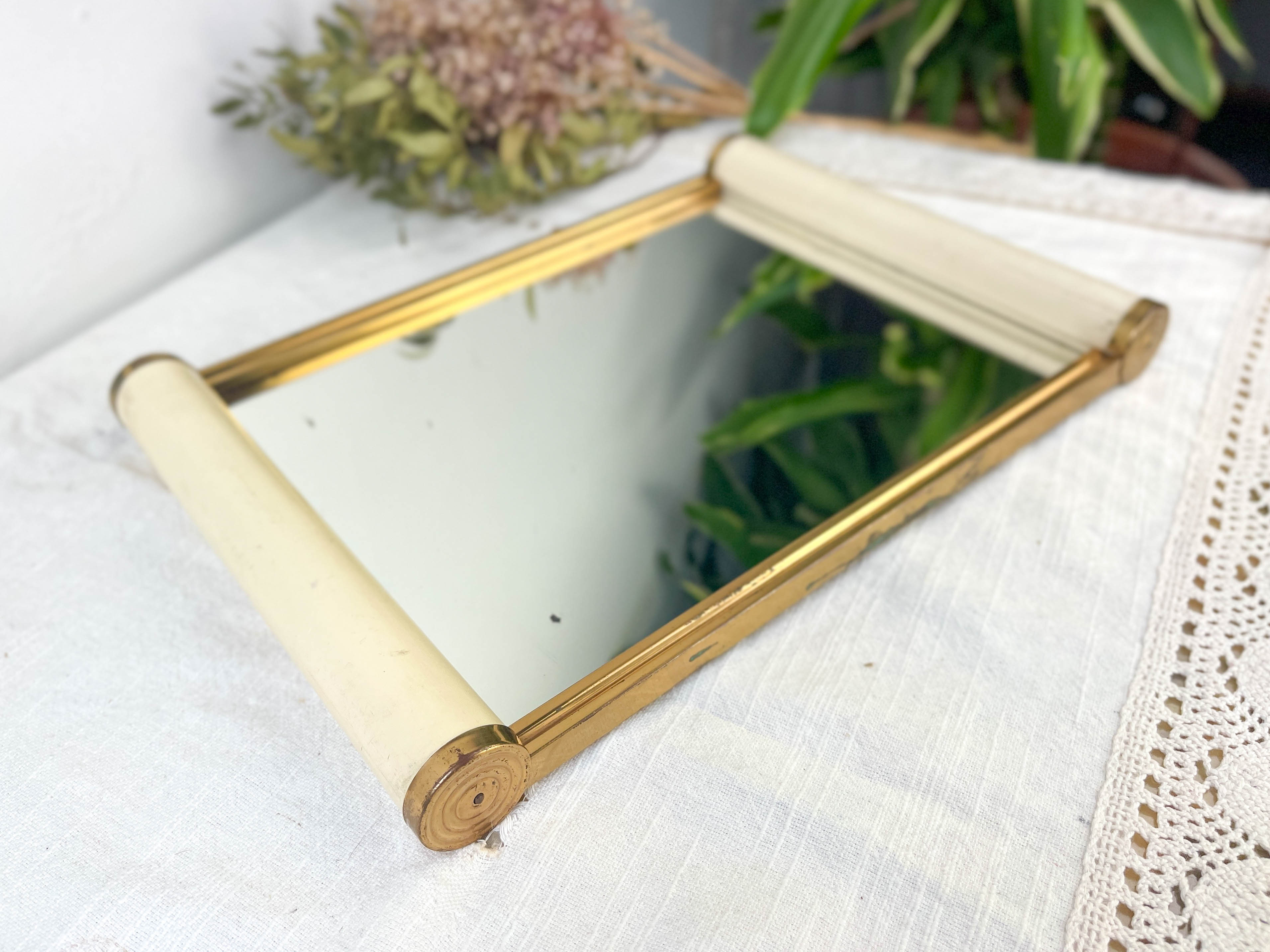 Durinox Oxydor roller mirror serving tray Art Deco style
