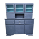 Vintage Mado sideboard, grey restyled, blue interior, 50s