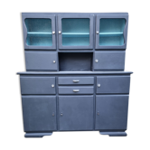 Vintage Mado sideboard, grey restyled, blue interior, 50s