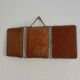Vintage 1930s triptych barber mirror with bevelled glass in orange - 25 x 59 cm