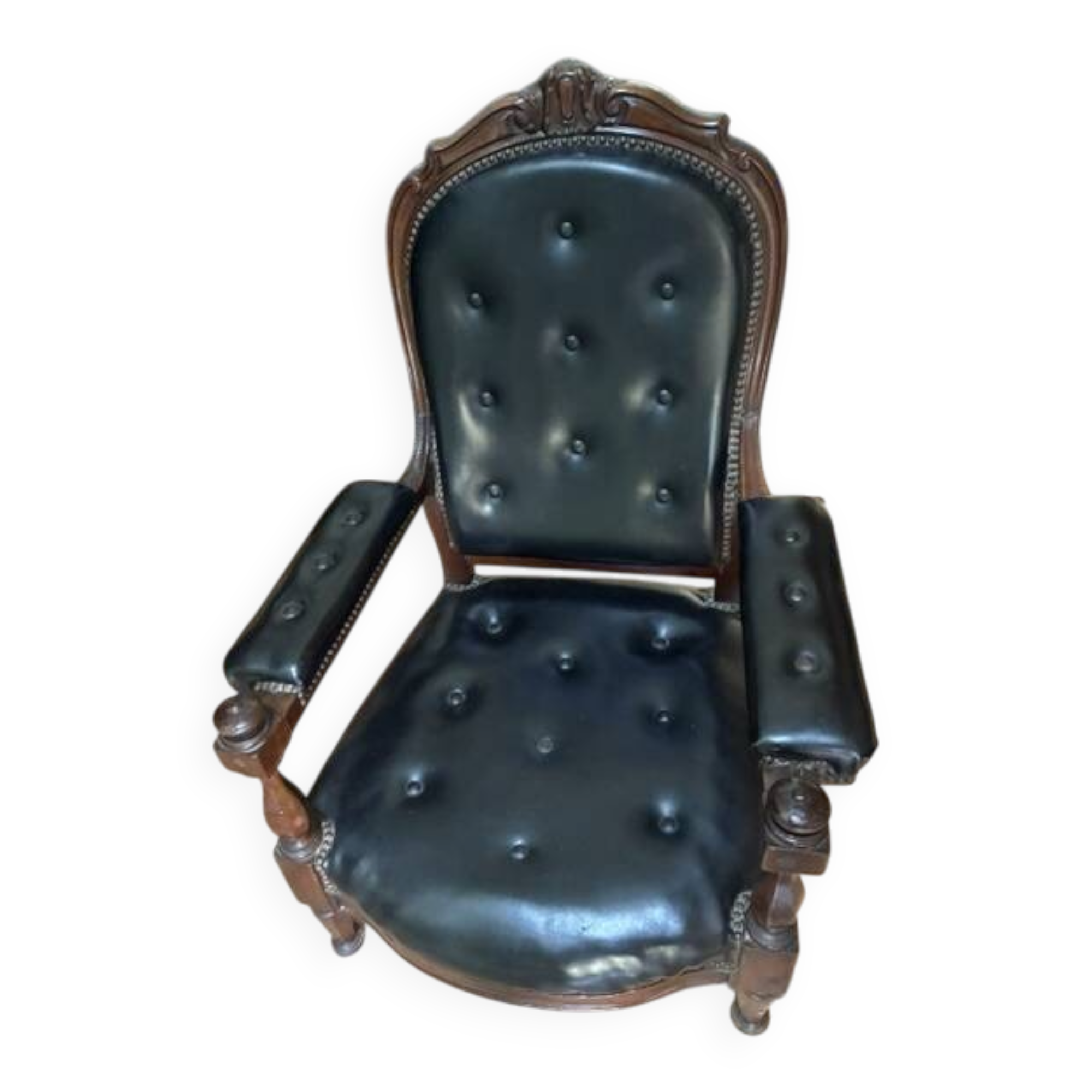 Voltaire armchair in black leather