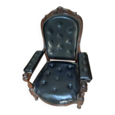 Fauteuil Voltaire en cuir noir