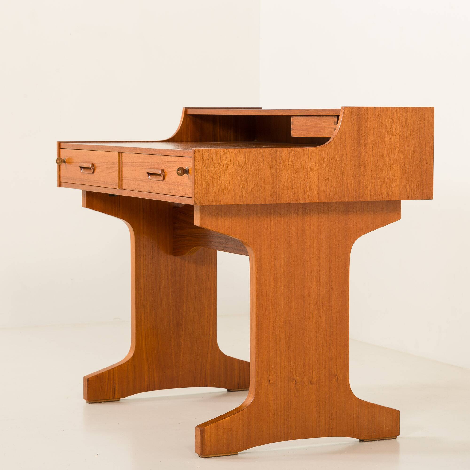 Italian mid century modern teak desk by IMB, 1960s