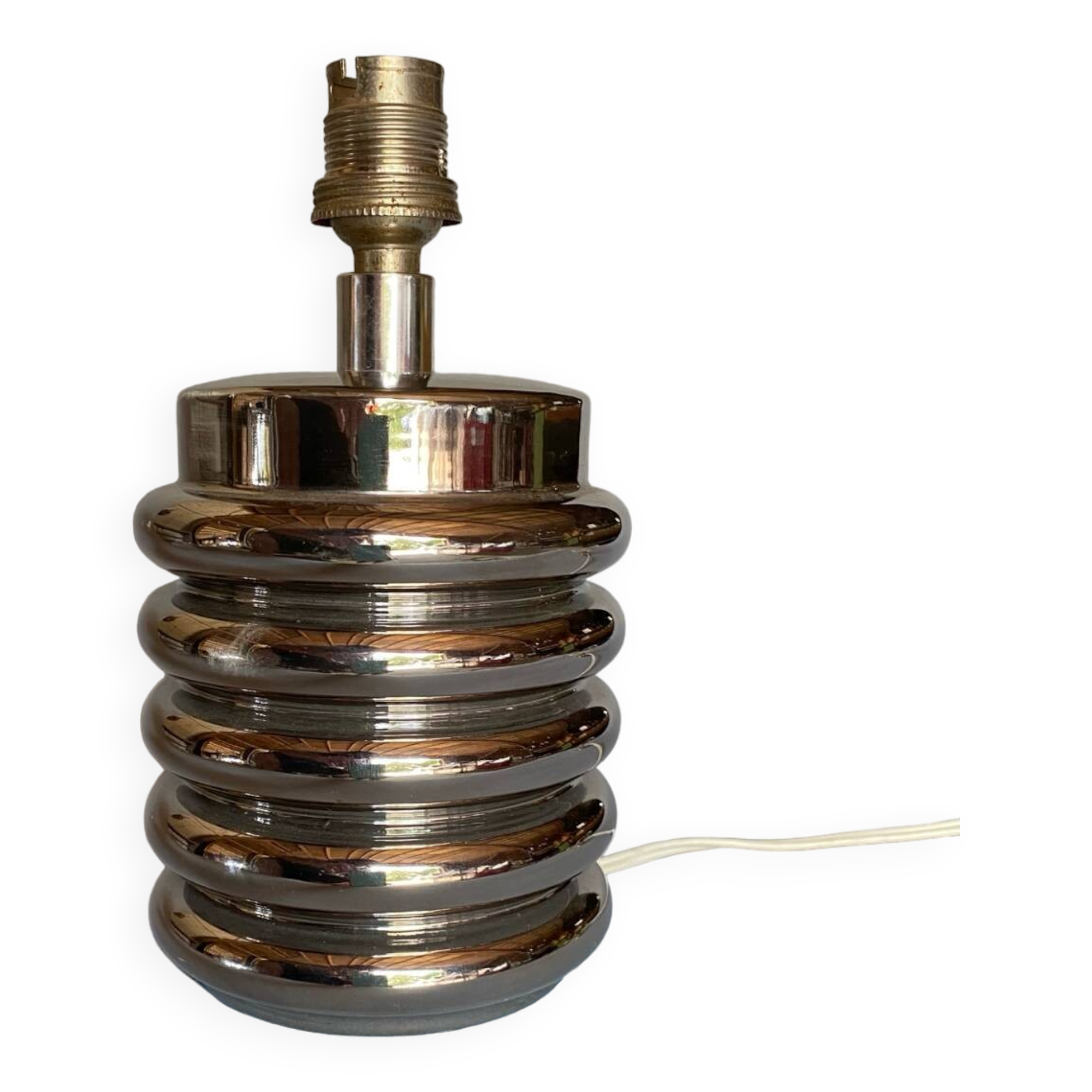Bibendum chrome ceramic lamp 1970