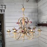 Wrought iron chandelier in Florentine style from the 1970s.