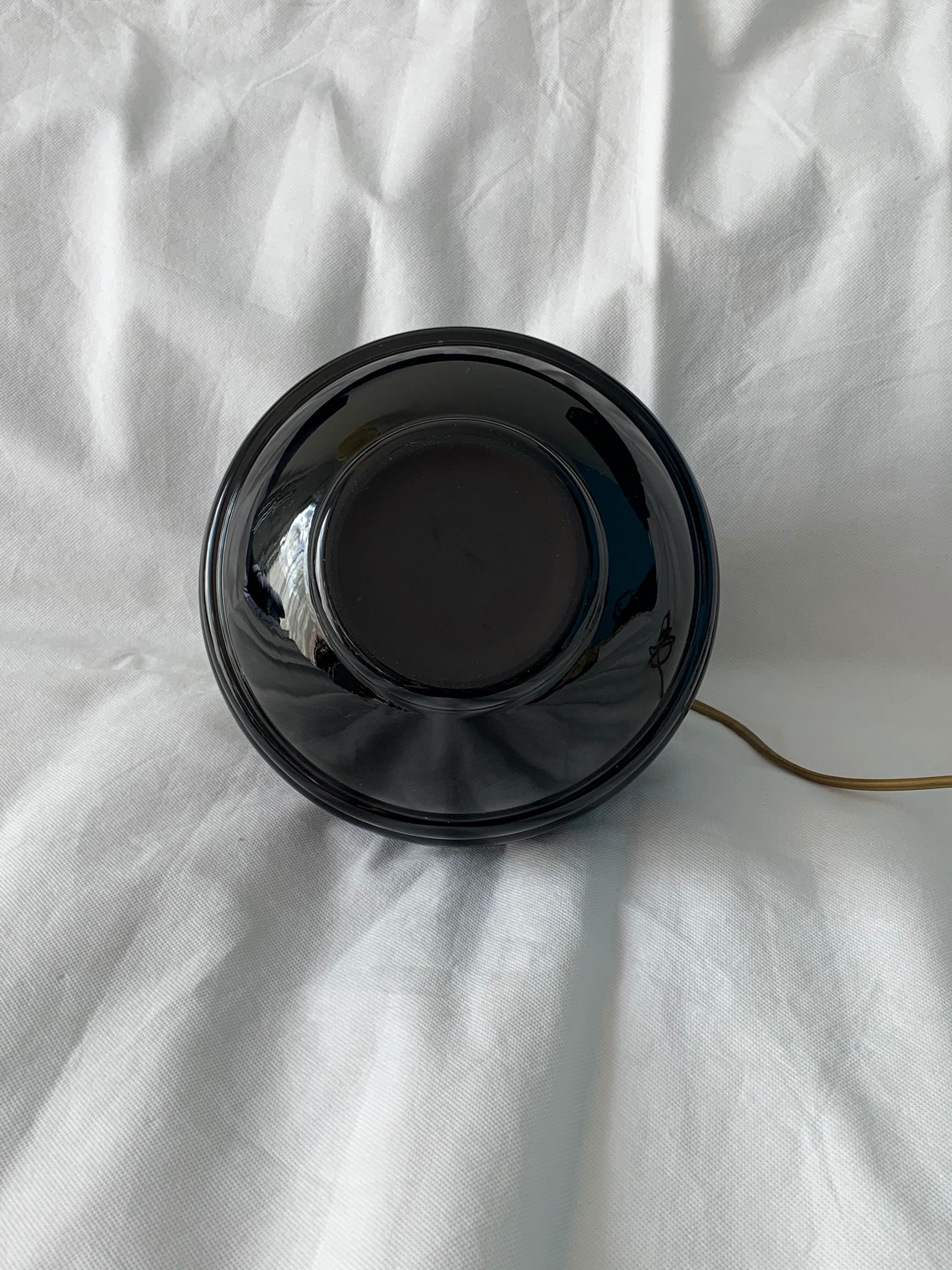 Black opaline ball lamp foot France art deco