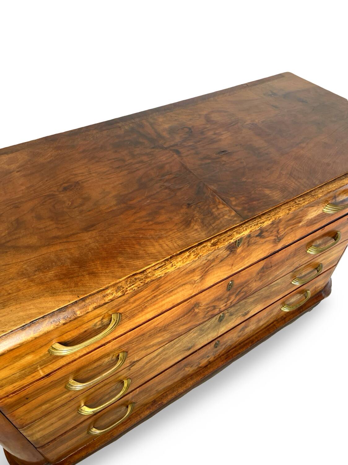 Italian art deco burl walnut chest of drawers, 1930s/1940s