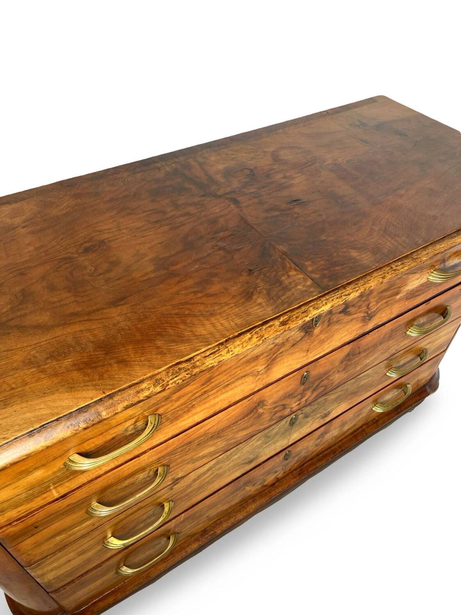 Italian art deco burl walnut chest of drawers, 1930s/1940s