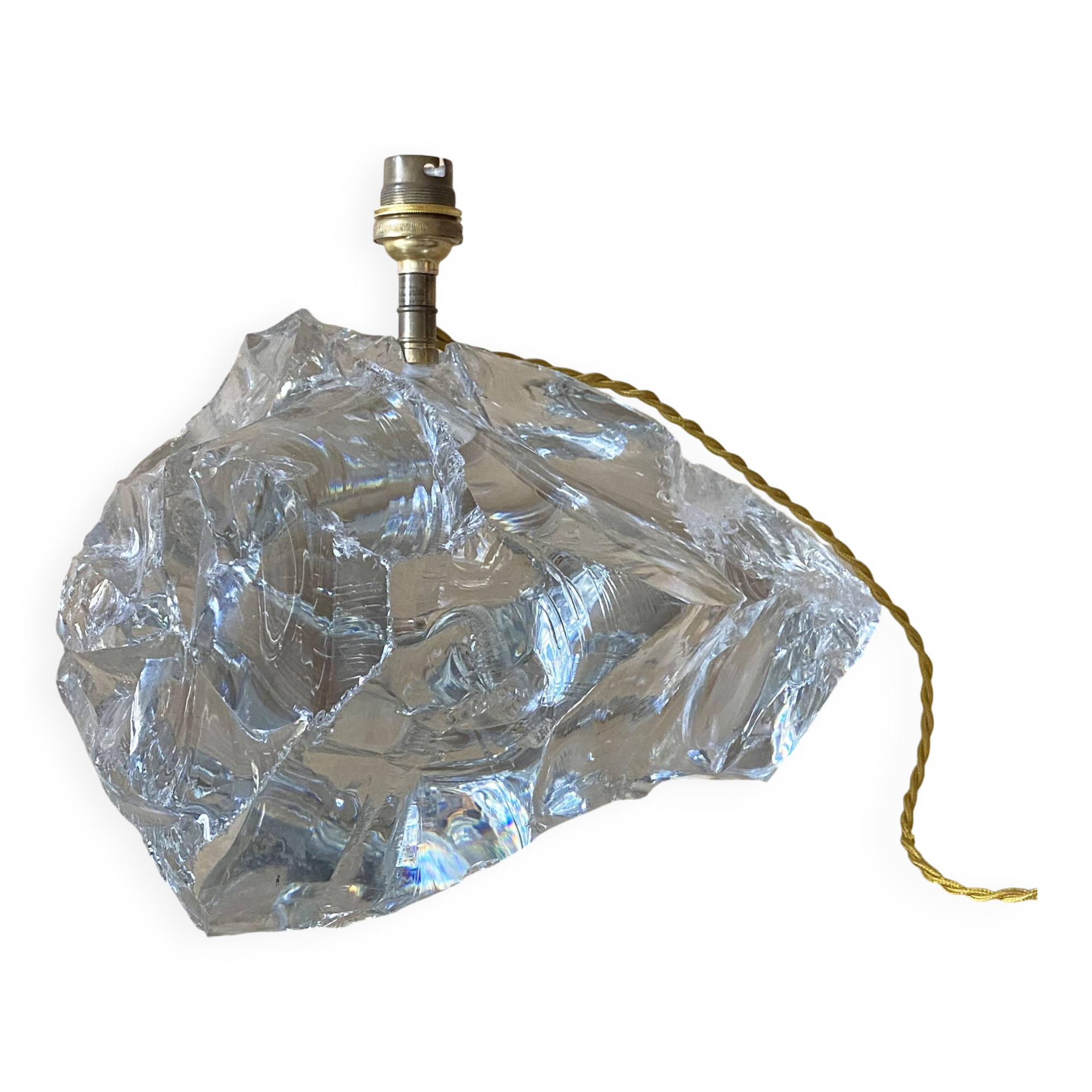 Art Deco lamp in crystal block, in the style of Jean-Michel Frank, 1930.