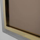 Large Mid-Century Belgo Chrome Mirror in Metal and Fumé Glass, Belgium 1980