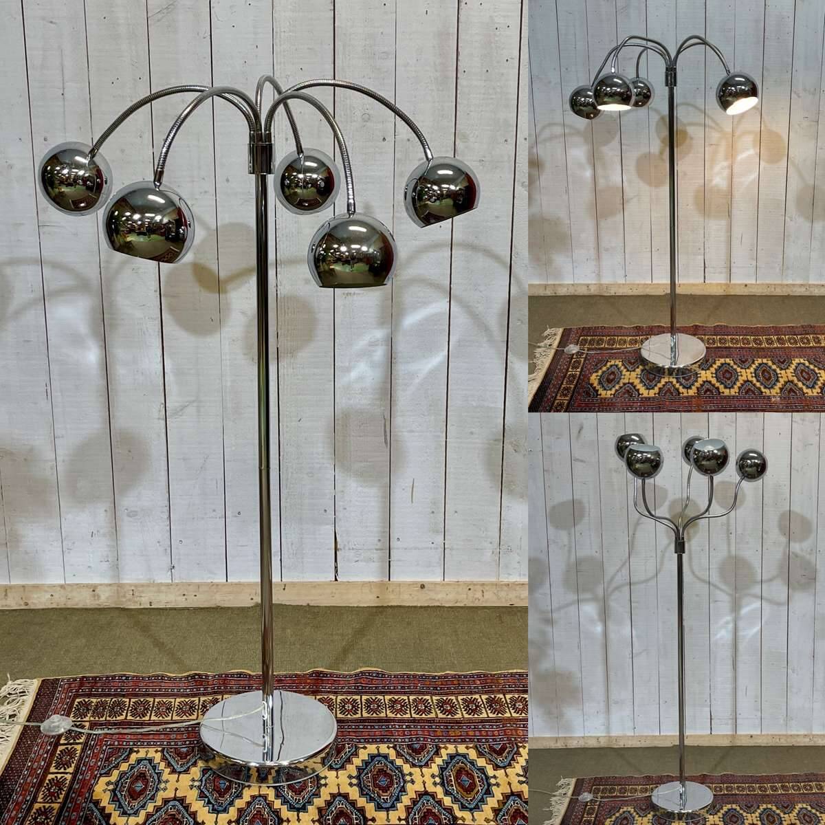 1980s chrome floor lamp with 5 adjustable branches