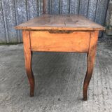 Antique solid cherry farmhouse table with 3 drawers and 2 pulls