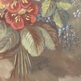 Paire de gouaches Bouquets de fleurs XIXe