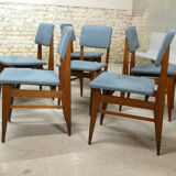 Series of 6 oak chairs, 1950