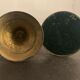 Pair of brass and mahogany wood candle holders
