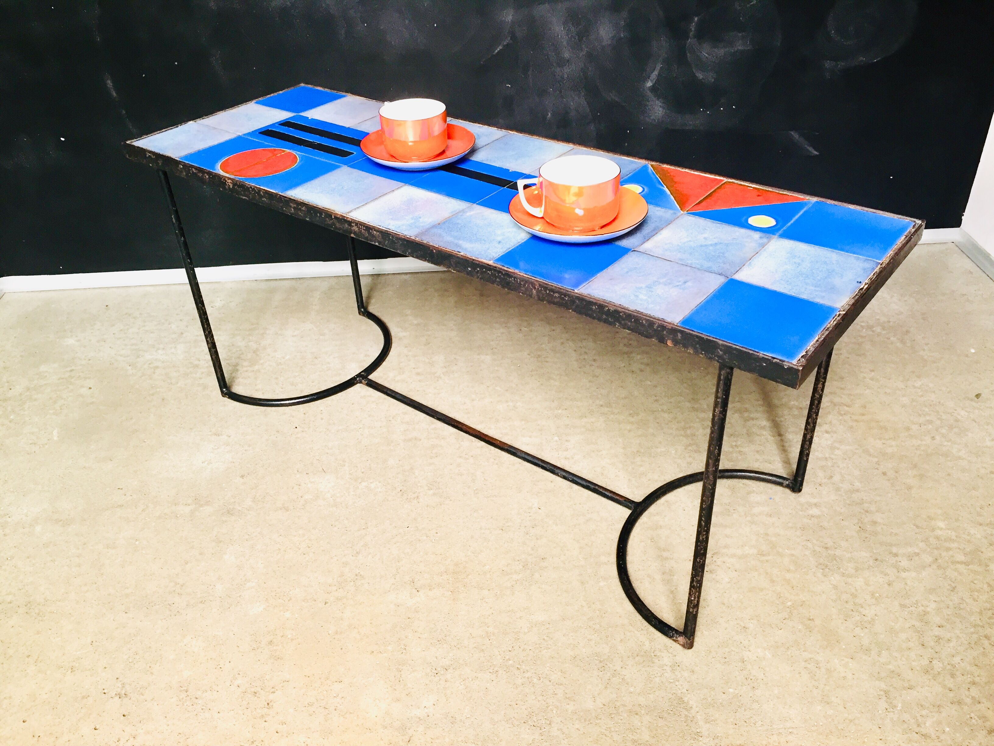 Ceramic coffee table signed