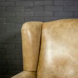 Vintage wingchair Dutch Sheepskin (cuir de mouton)