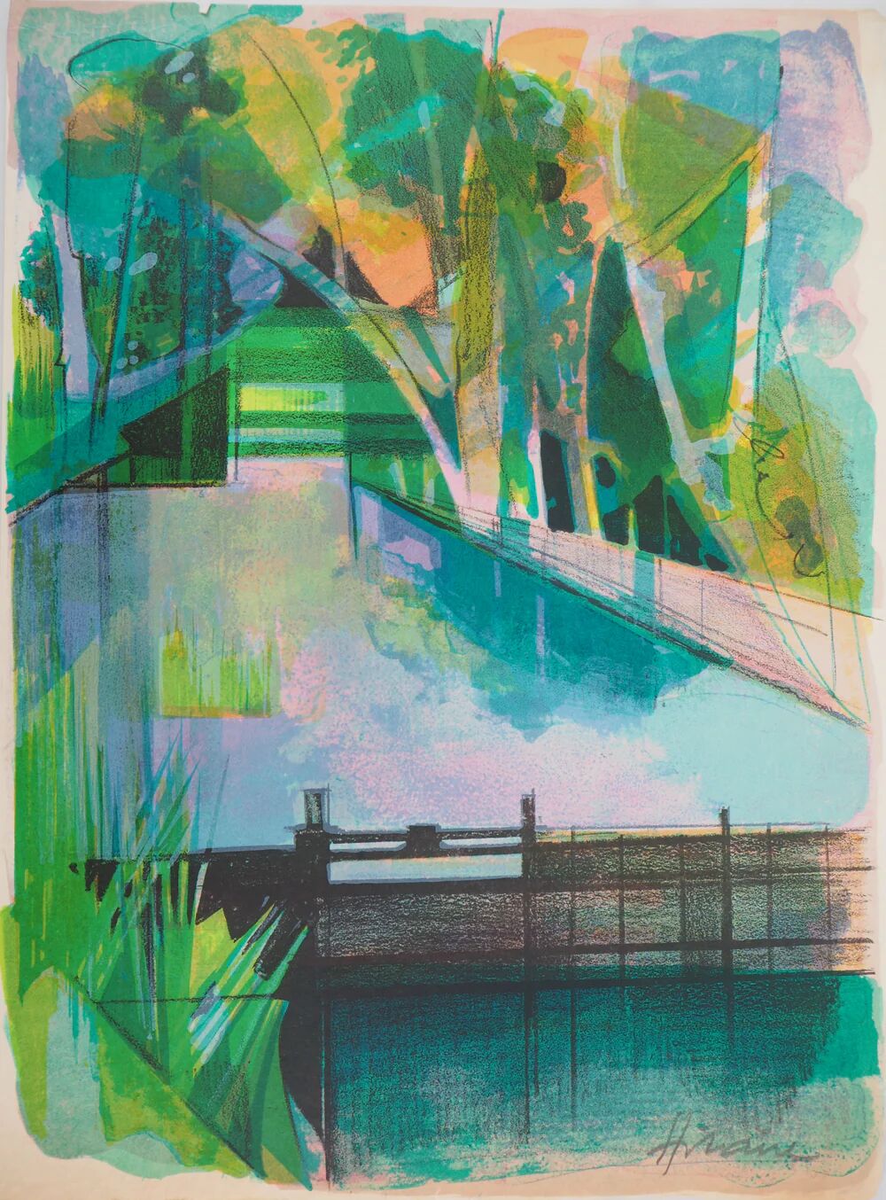 Camille Hilaire: The Lock, original signed lithograph