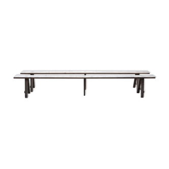 Pair of natural fir benches