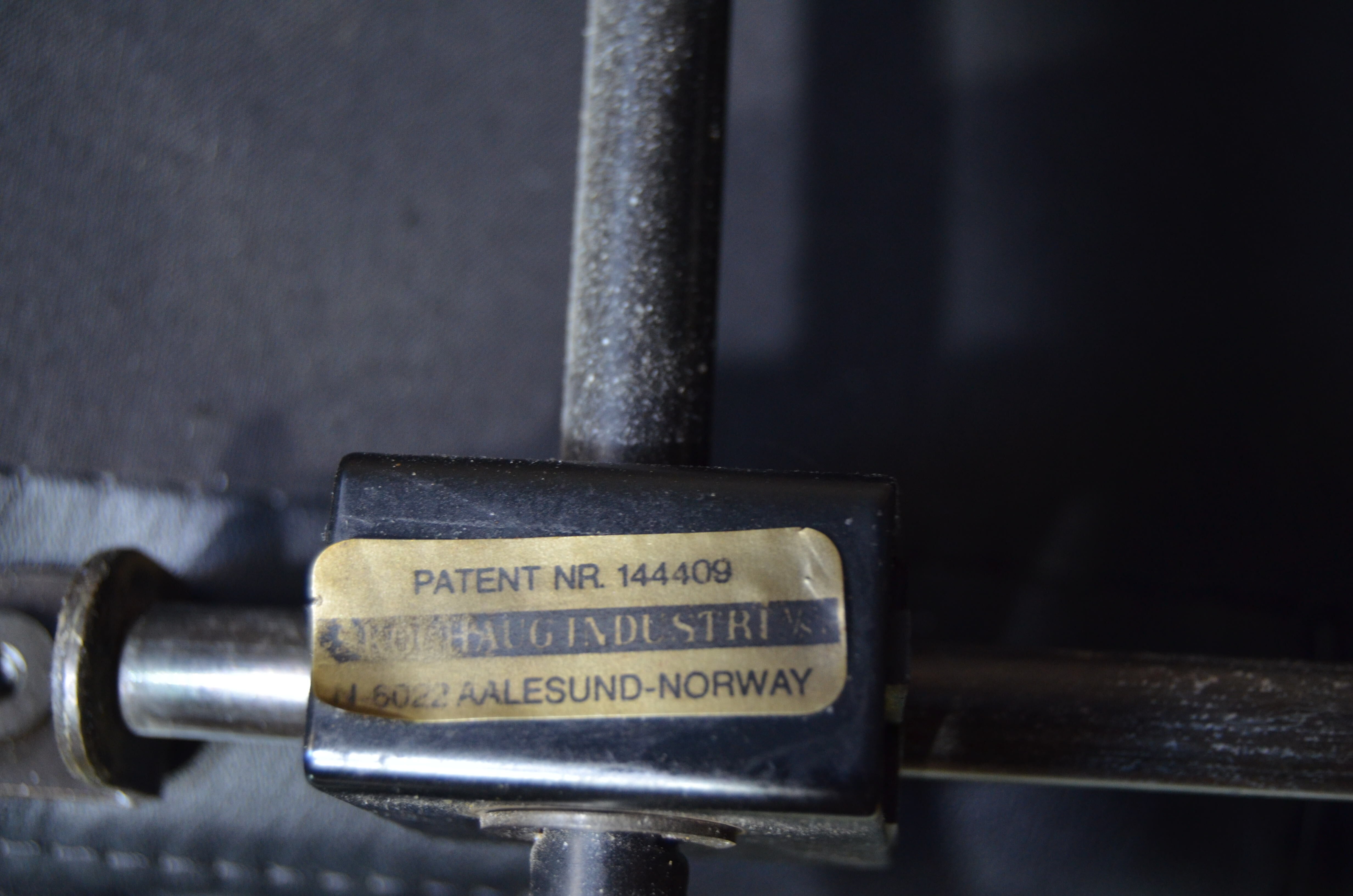 Norwegian Skoghaug industries vintage black leather swivel reclining chair
