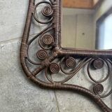 Rattan peacock mirror, 1970s