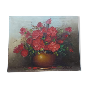 Tableau floral signé Amado