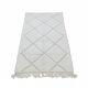 Small white Moroccan rug with diamond patterns