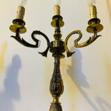 Large table lamps in solid bronze, decorated with acanthus leaves.