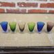 6 old coloured glass liqueur glasses