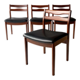 Set of 4 1960’s mid century solid teak dining chairs