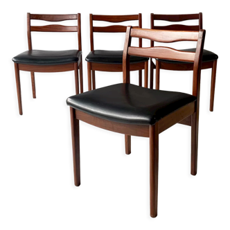 Ensemble de 4 chaises de salle à manger en teck massif du milieu du siècle 1960