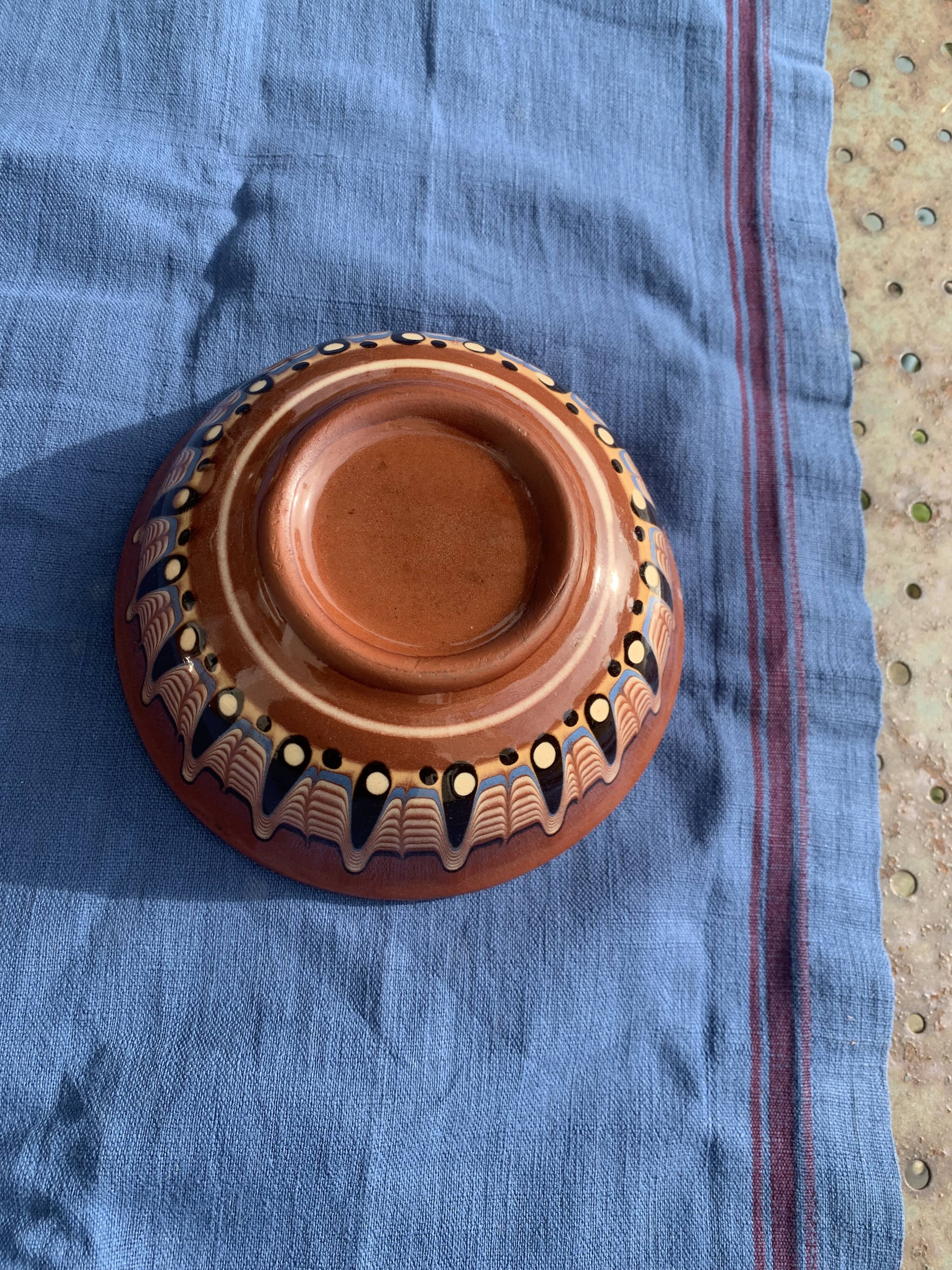 Two large bowls, vintage artisanal pottery cups